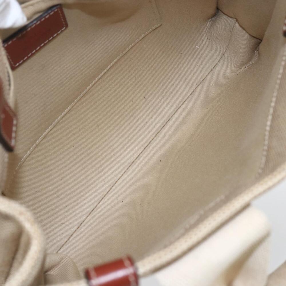 Chloe Woody La Tote Bag Canvas Leather Beige Brown Auth ka1346 - Picture 10 of 16